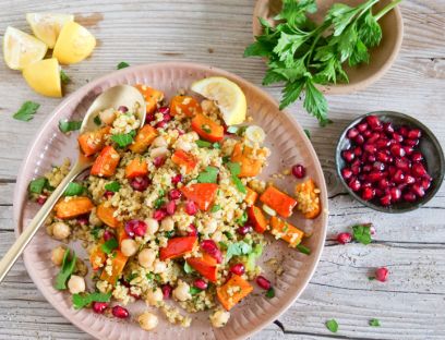 Bulgursalat mit Kürbis und Granatapfelkernen