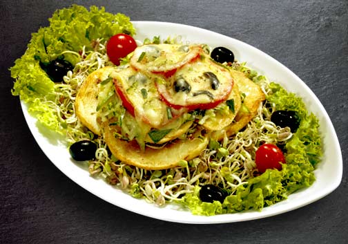 Fitness Sprossen in überbackener Gemüseplantage