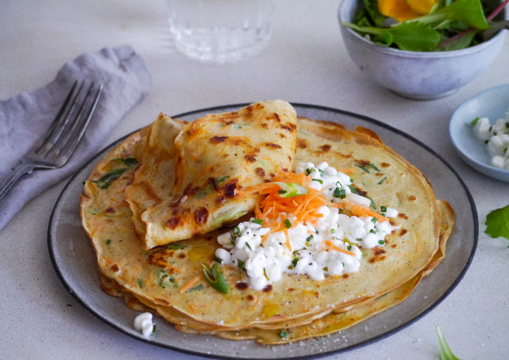 Karotten-Crêpe mit Hüttenkäse
