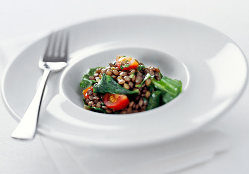 Linsensalat mit Erdbeeren und Brunnenkresse