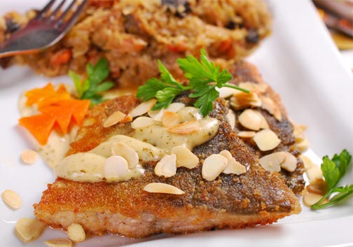 Zander mit Meerrettichkruste und Sauerkraut