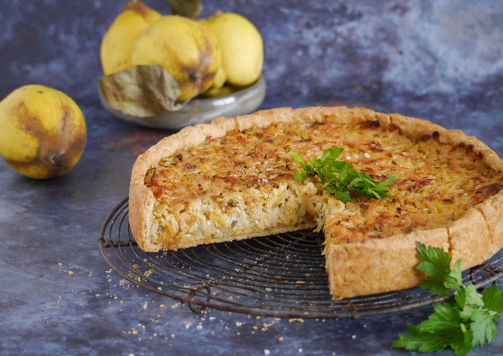 Zwiebelkuchen mit Quitten