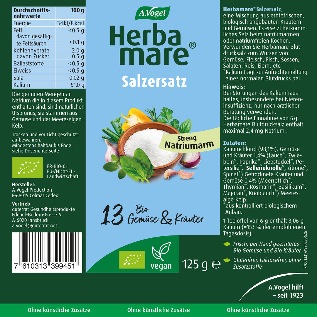 A.Vogel Herbamare® Salzersatz, BIO, 125 g