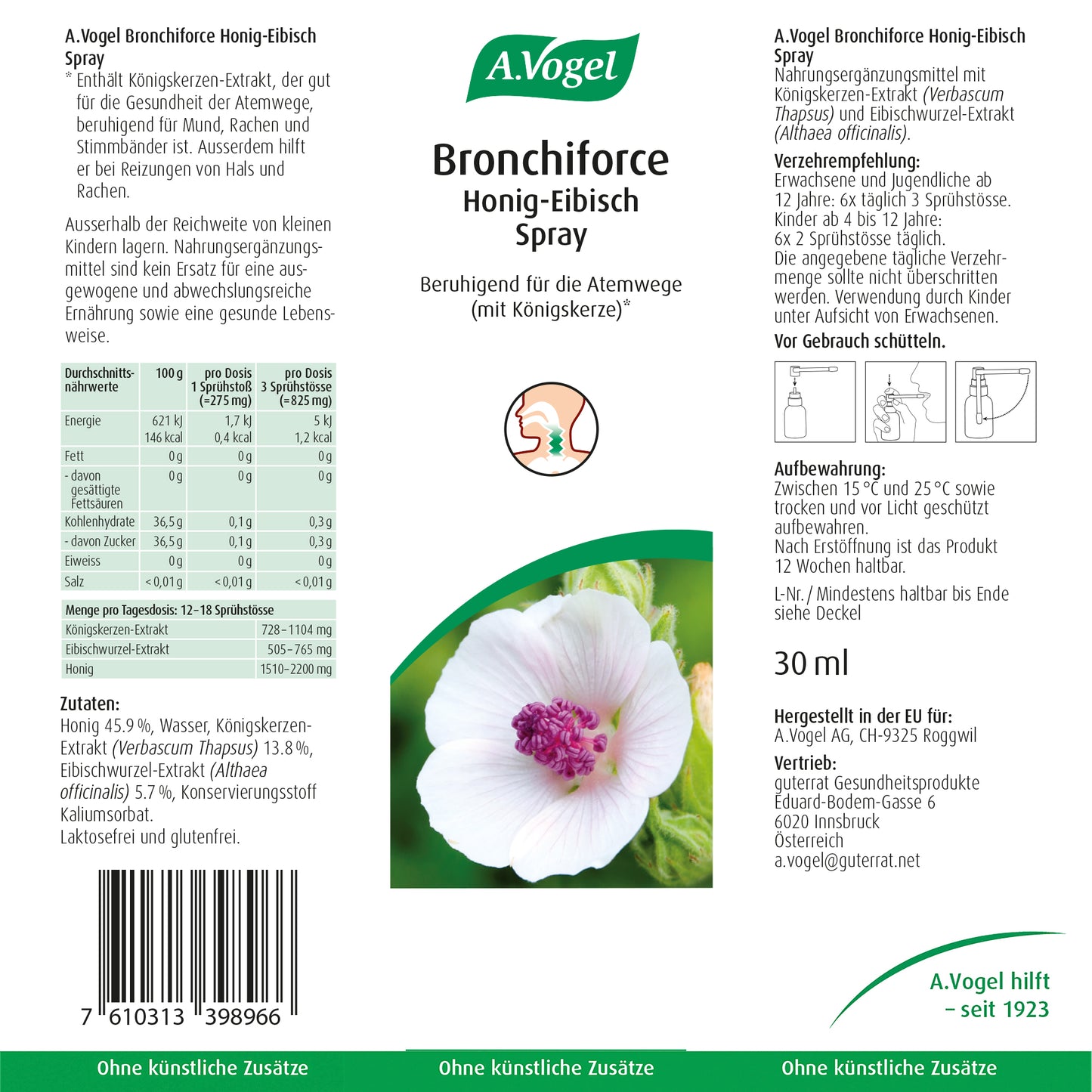 A.Vogel Bronchiforce Honig-Eibisch Spray, 30 ml