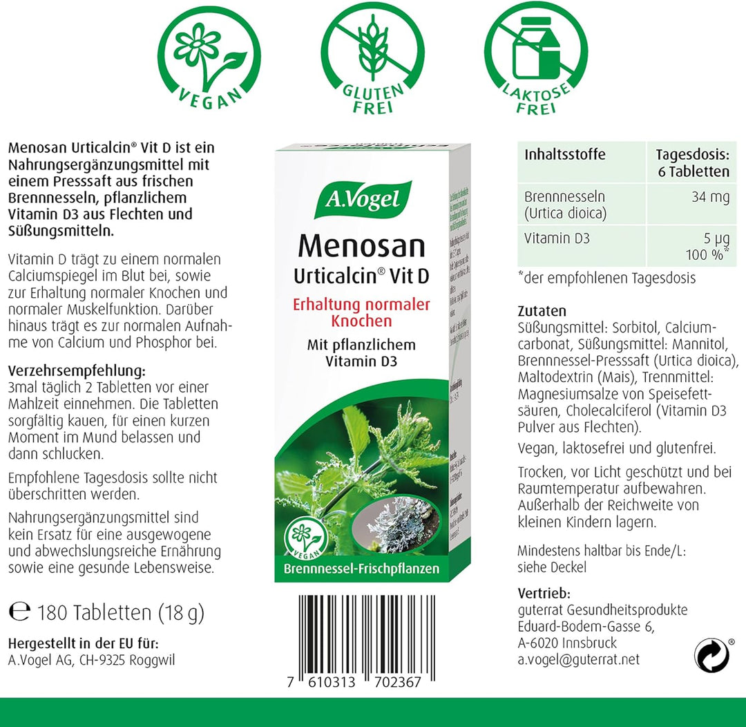 A.Vogel Menosan Urticalcin® Vit D3, 180 Tabletten