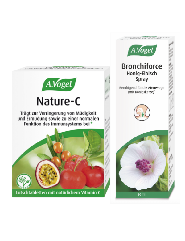 A.Vogel Brochiforce Honig-Eibisch Spray & A.Vogel Nature-C – Produktverpackung