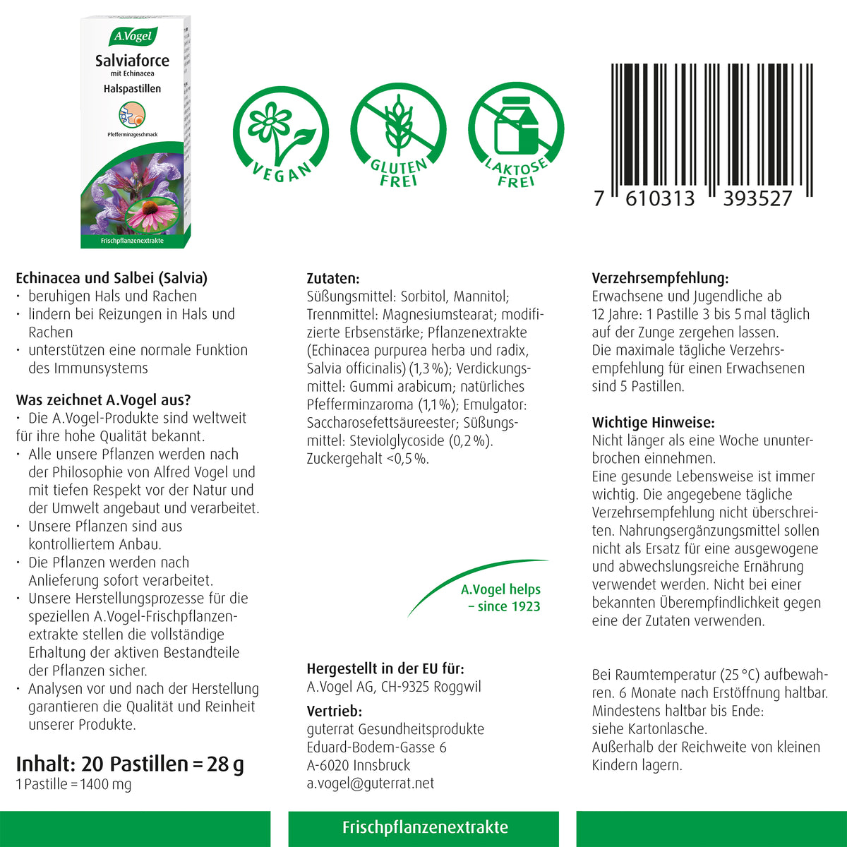 A.Vogel Salviaforce mit Echinacea Halspastillen – Produktinformation 7