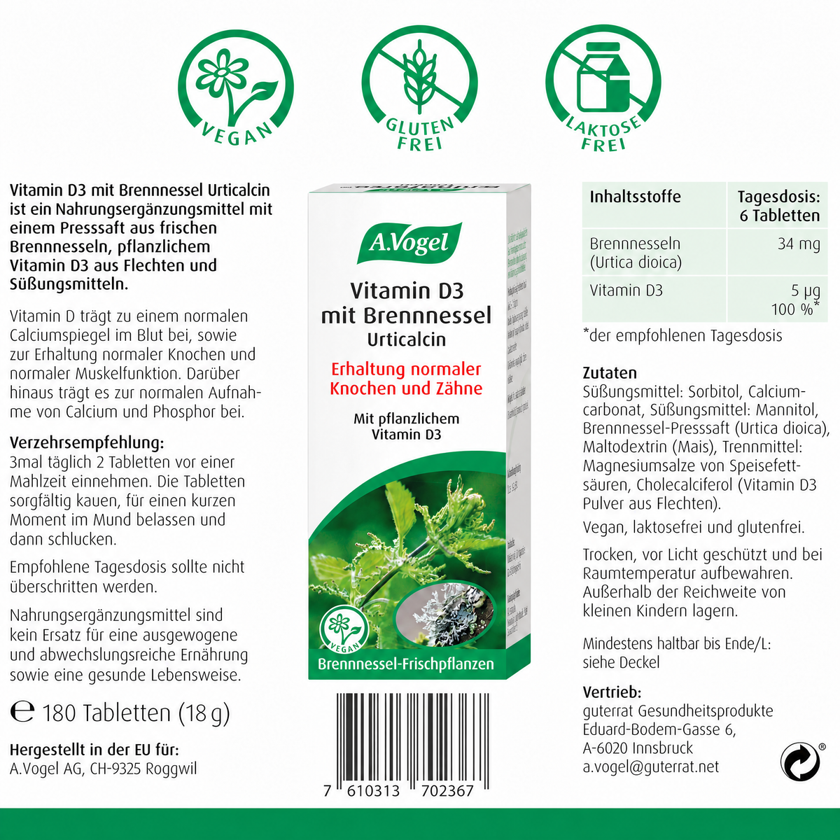 A.Vogel Vitamin D3 mit Brennnessel Urticalcin – Produktinformation 6