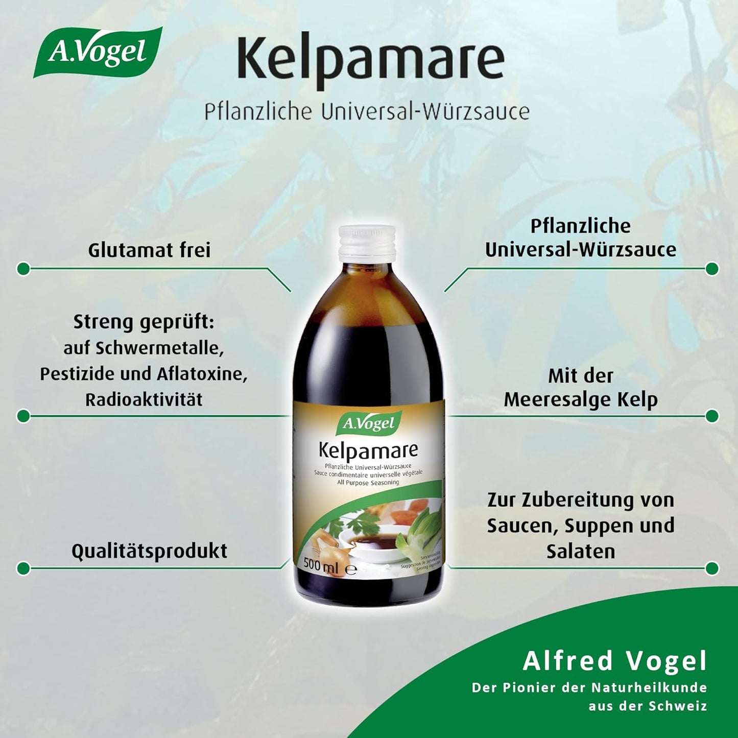 A.Vogel Kelpamare Pflanzliche Universal-Würzsauce, 500 ml